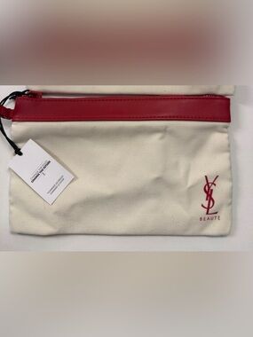 YSL Beaute✨🤍❤️GWP Cream and Red Cosmetic Pouch